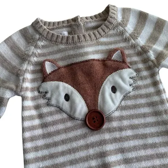 Mud Pie Fox Sweater One-Piece - size 0-3 months - Picture 2 of 4